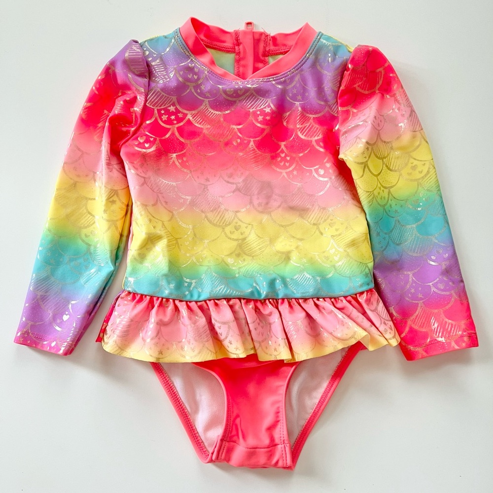 Neon Mermaid Ballerina Cat & Jack Rash Guard Swimsuit